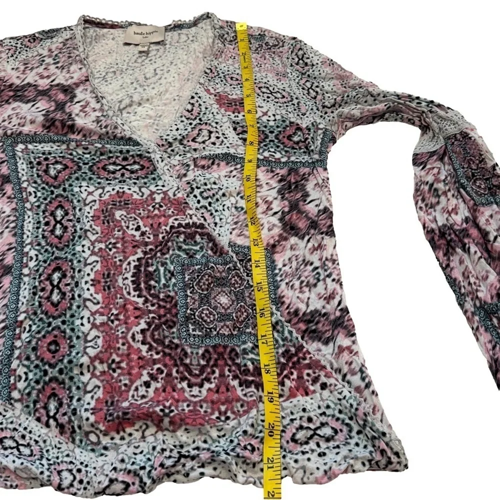 Haute Hippie Tribe Malia Printed Knit Surplice Top Summer Tapestry Size XS NEW - Picture 13 of 16